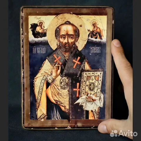 На память: Икона. Св. Николай Чудотворец. Дерев