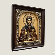 Икона из дерева резная Святой Андрей Боголюбский — оригинальный подарок — фотография 2