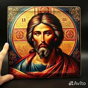Икона "Христос Вседержитель" дерево, ручная работа — красивый подарок — фотография 1