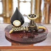 Бронзовая композиция «Российская нефтяная промышленность» с яшмой — красивый подарок — фотография 1