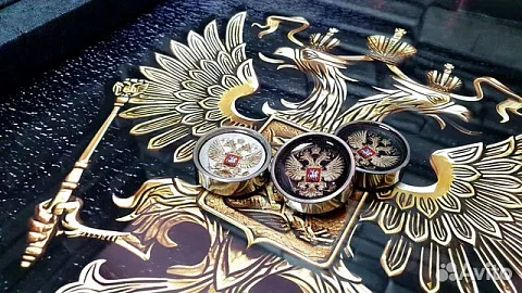 Стальные фишки для нард «Герб России» — необычный подарок
