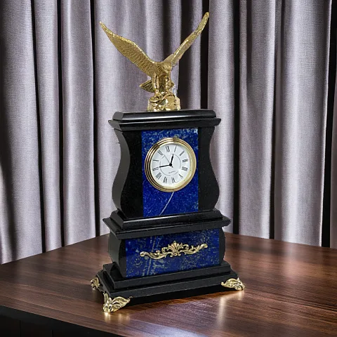Ручная работа: Часы «Орёл» с лазуритом и долеритом, 155×70×290 мм