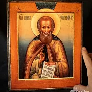 Икона "Святой Сергий Радонежский". Ручная работа — красивый подарок — фотография 1