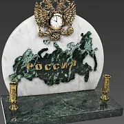 Подарочные часы «Россия» с гербом и подставками — фотография 2