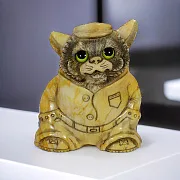 Скульптура «Котик в кепке» из камня — необычный подарок — фотография 1