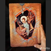 Икона деревянная "Рождество Христово" — необычный подарок — фотография 1