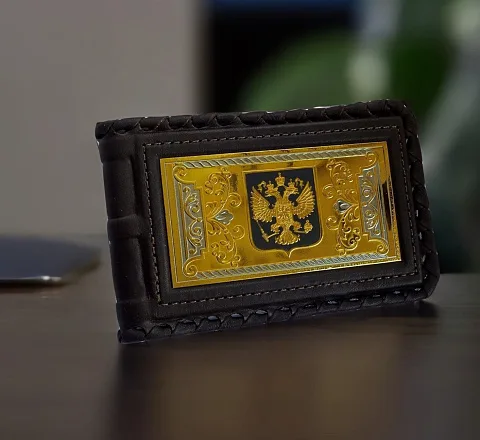 На память: Кожаная визитница «Державная»
