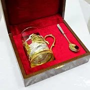 Латунный подстаканник «Корабли» — оригинальный подарок — фотография 2