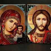 Складень деревянный. Венчальная пара Казанская Бог — необычный подарок — фотография 1