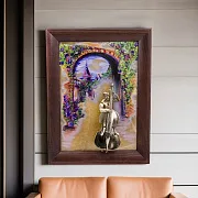 Ручная работа: Картина «Контрабасист. Рассвет» на ониксе — фотография 1