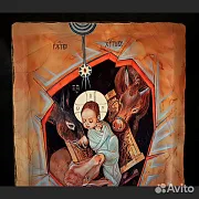 Икона деревянная "Рождество Христово" — необычный подарок — фотография 4