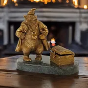 Фигурка «Медведь с сундуком» из бронзы и камня — необычный подарок — фотография 1