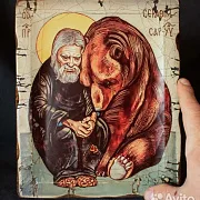 На память: Икона " Серафим Саровский" Старение — фотография 2