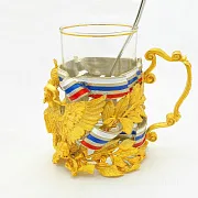 Подарочный бронзовый подстаканник «Герб РФ» №3 — фотография 4