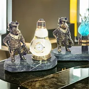Бронзовая композиция с быком, лампочкой и газовым пламенем — красивый подарок — фотография 1
