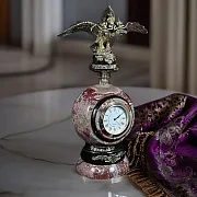Настольные часы «Двуглавый орел» из змеевика и креноида — необычный подарок — фотография 1