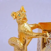 Подставка для визиток "Собака". Позолоченный — необычный подарок — фотография 4