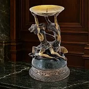 Подсвечник «Близнецы» из бронзы и змеевика — необычный подарок — фотография 1