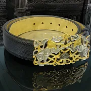 Ремень из кожи «Хищники» — оригинальный подарок — фотография 1