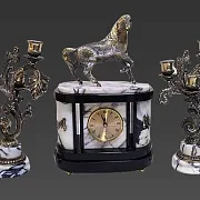 Каминные часы «Конь» с канделябрами — оригинальный подарок — фотография 4