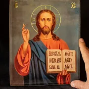 Икона "Христос Вседержитель" с ковчегом. 25*22 см — оригинальный подарок — фотография 1