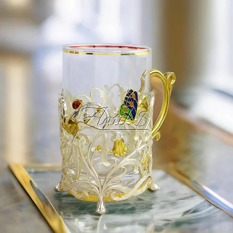 Латунный подстаканник «Колокольчики» в подарок